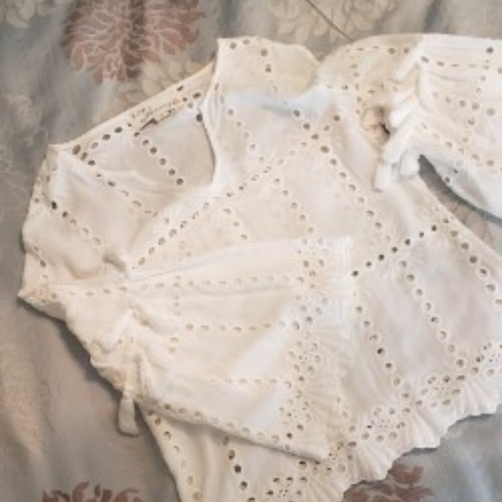 Lightweight broderie anglais top in soft white